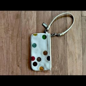 Coach Leather Polka Dot Wristlet